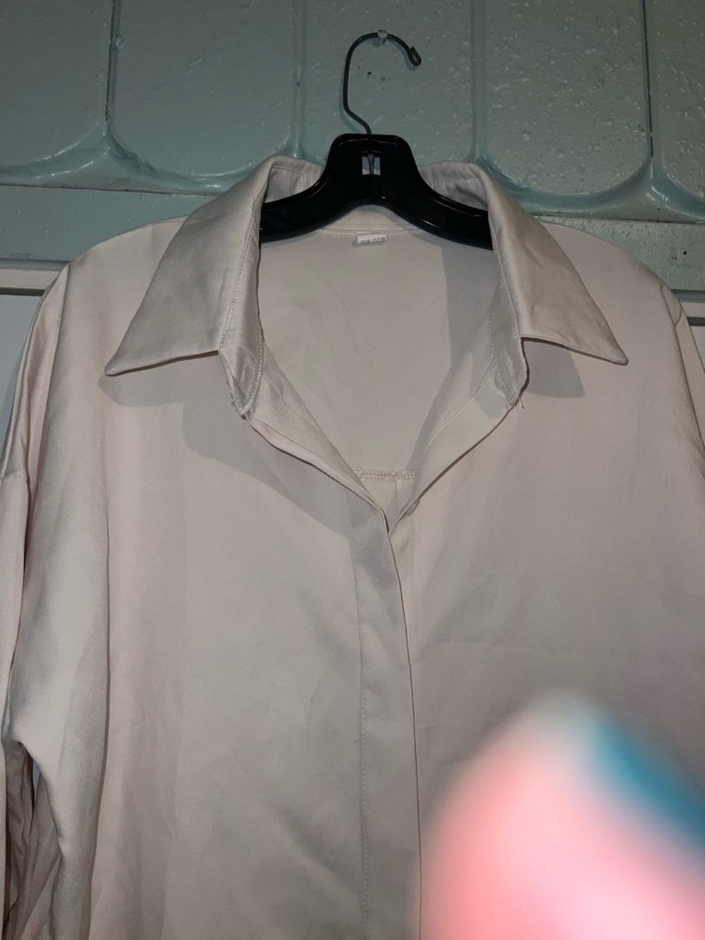 Oversized Cream Button-Down Shirt - Picture 7 of 11